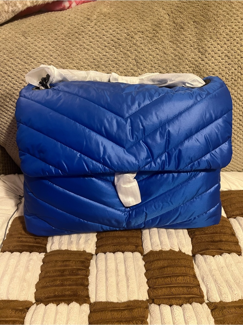 Rebecca Minkoff Edie Nylon XL Shoulder Bag in Cyan Blue NWTS!